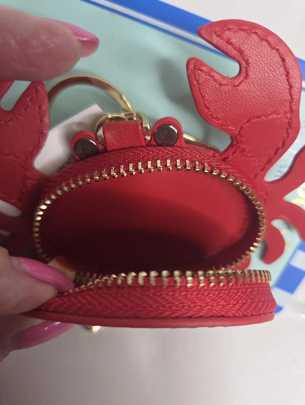 Piper K Red Crab Zip Coin Bag Charm & Key Chain NEW
